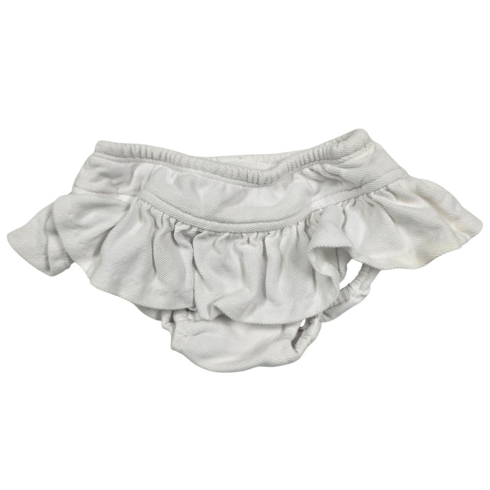 Ralph Lauren White Ruffle Diaper Cover Bloomers Baby Girl 3M Cotton Pique Knit